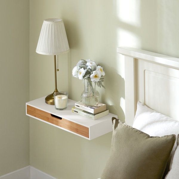 Floating bedside table with deals drawer and shelf